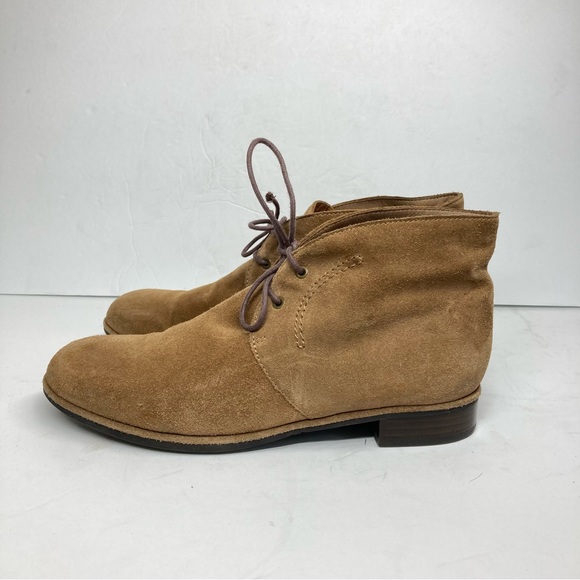 Via Spiga Ignia Booties Lace Up Tan Suede Flat Boots Camel 9 M - Picture 7 of 12